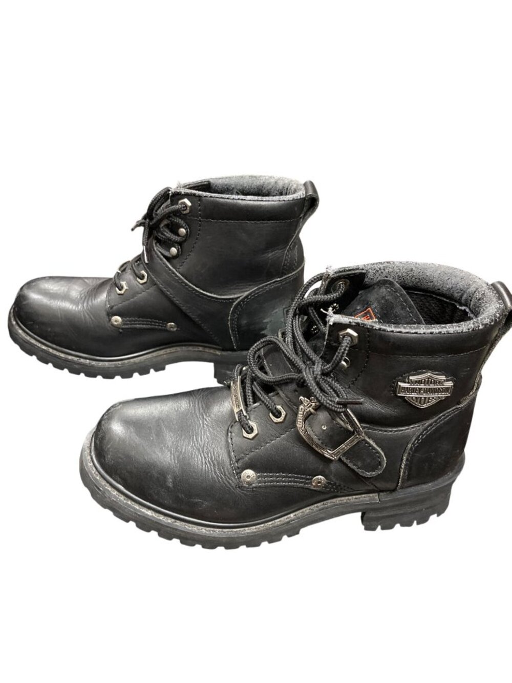 Harley Davidson 81024 wms black leather ankle moto riding boots sz 8 SKU 10-381 - Picture 7 of 16